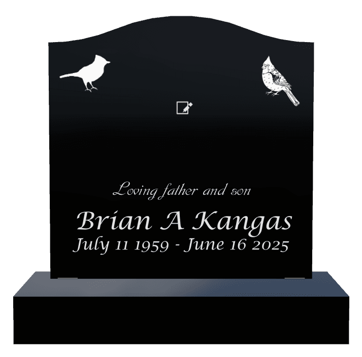Serpentine Laser-Etched Black Granite Headstone – Loving Father preview