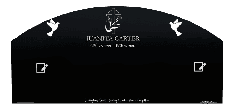 Curved Top Laser-Etched Black Granite Headstone – Psalm preview