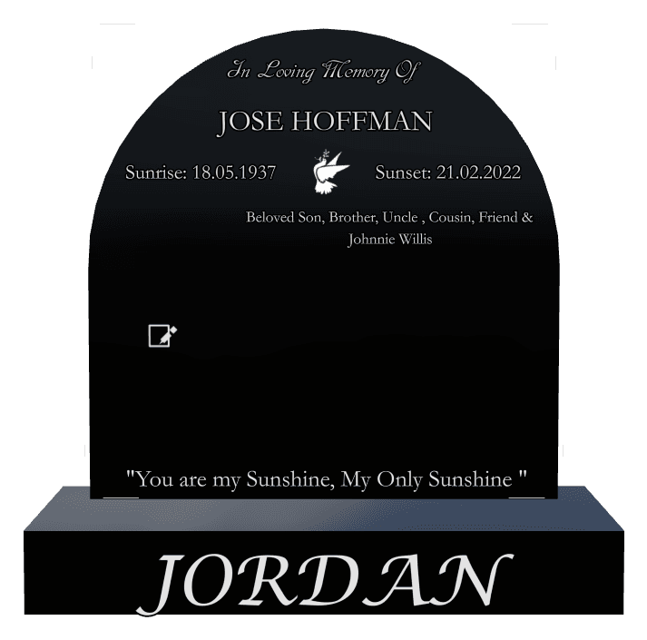 Half Round Laser-Etched Black Granite Headstone – You Are my Sunshine preview