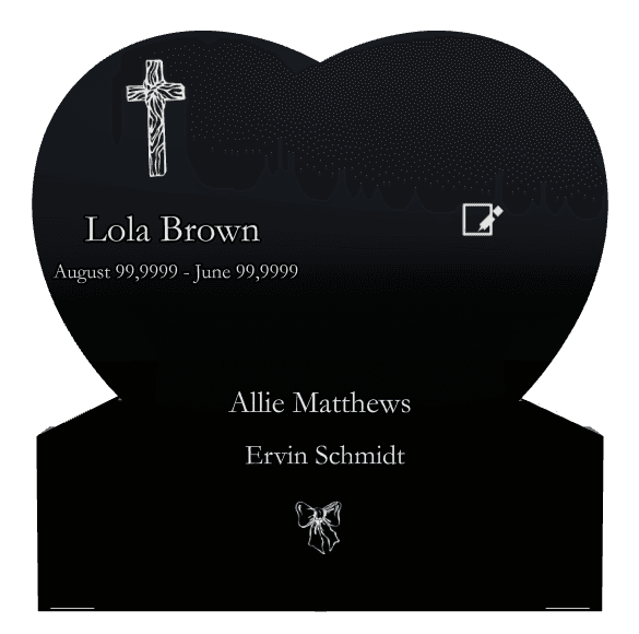 Heart Laser-Etched Black Granite Headstone – heart preview