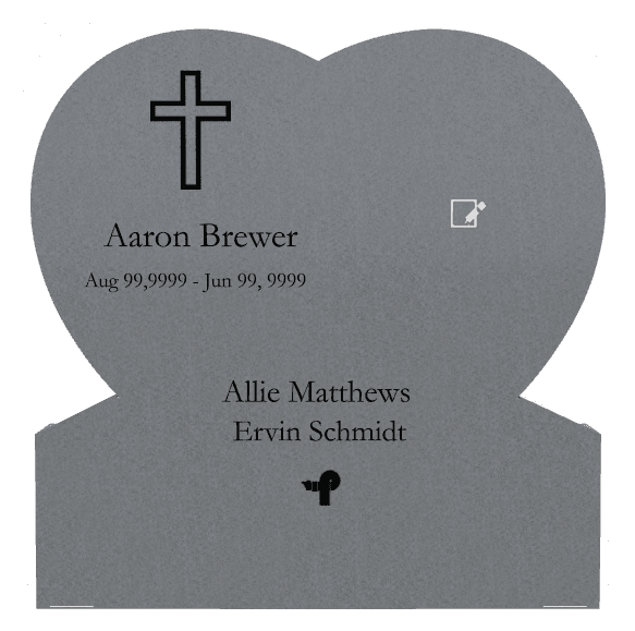 Heart Traditional Engraved Headstone – cross preview