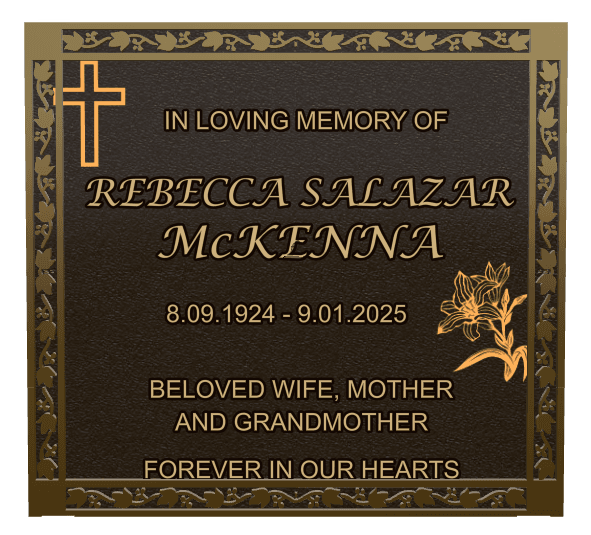 Rectangle (landscape) Bronze Plaque – cross and flower preview