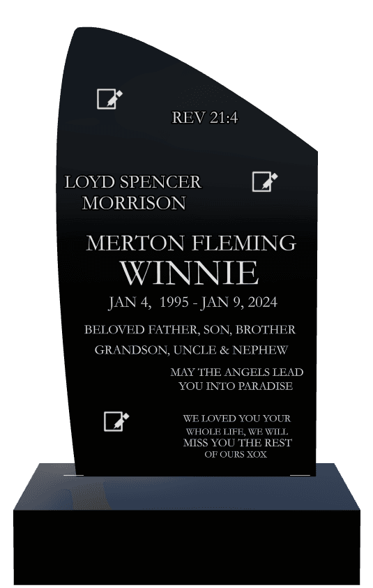 Laser-Etched Black Granite Headstone – Matthew preview