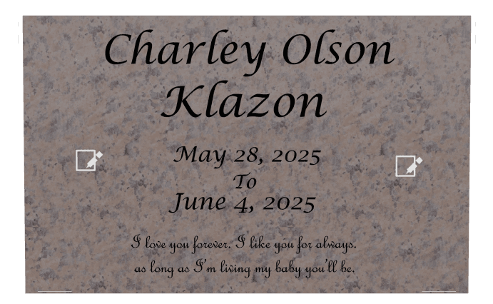 Square Traditional Engraved Headstone – Baby Headstone preview