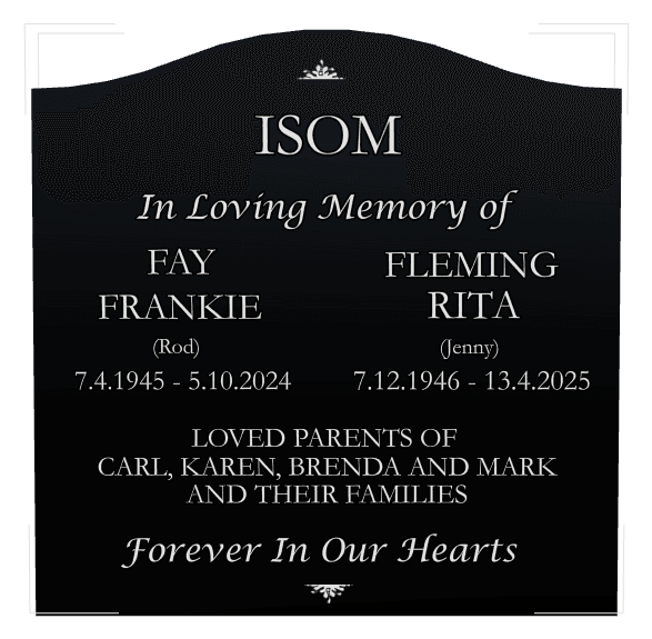 Serpentine Laser-Etched Black Granite Headstone – Forever in Our Hearts preview