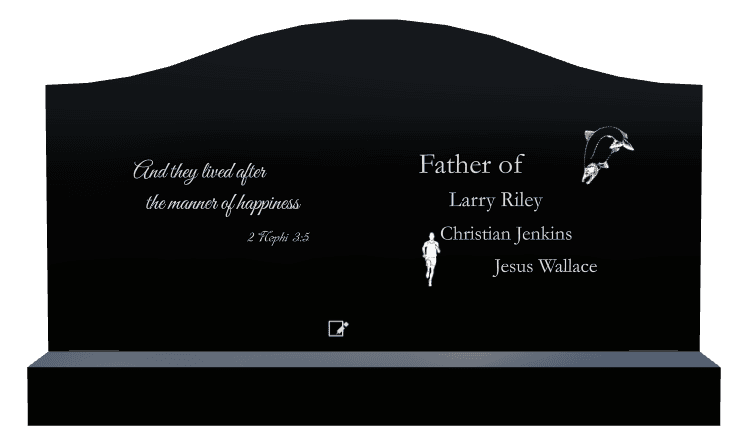 Serpentine Laser-Etched Black Granite Headstone – Fish preview