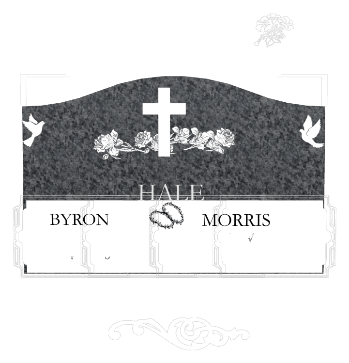 Serpentine Traditional Engraved Headstone – Birds Cross Headstone preview