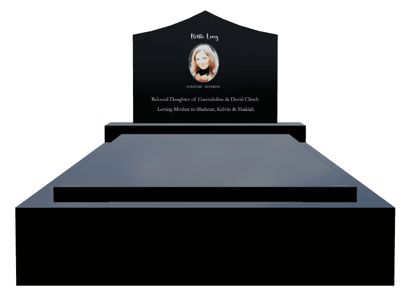Curved Peak Laser-Etched Black Granite Monument – Loving Mother Monument preview
