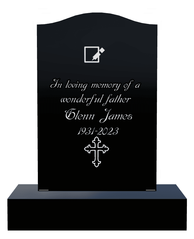 Serpentine Laser-Etched Black Granite Headstone – In Loving Memory preview