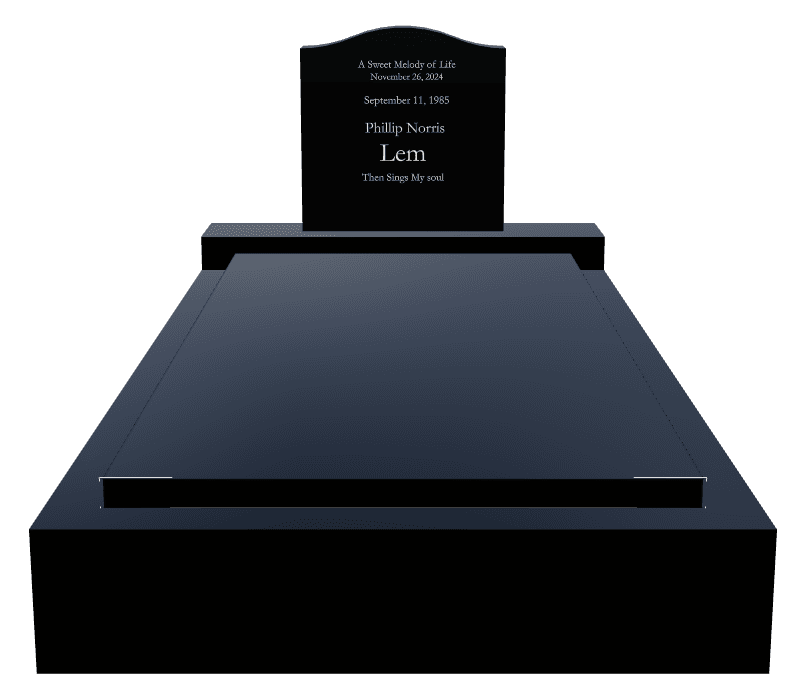 Curved Top Laser-Etched Black Granite Monument – John Monument preview