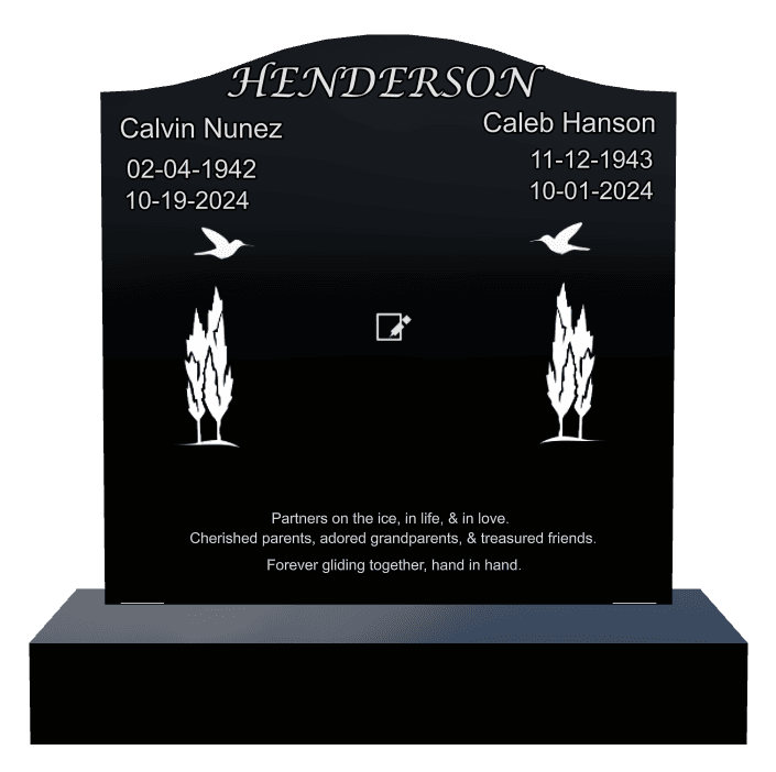 Serpentine Laser-Etched Black Granite Headstone – Treasured Friend preview