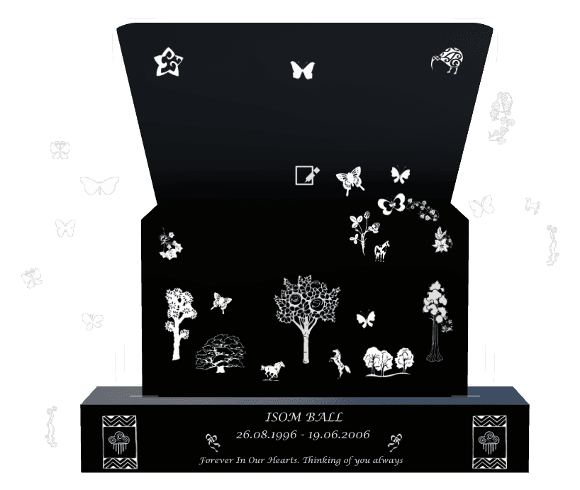 Laser-Etched Black Granite Headstone – Forever in Our Hearts preview