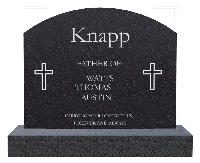 Curved Top Traditional Engraved Headstone – Cross preview