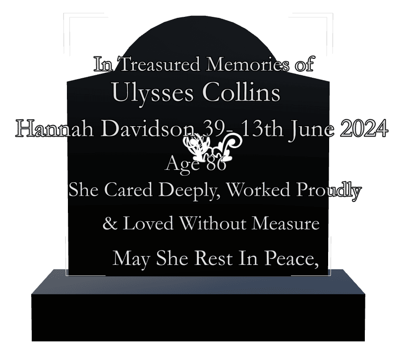Curved Gable Laser-Etched Black Granite Headstone – Always in Our Hearts preview