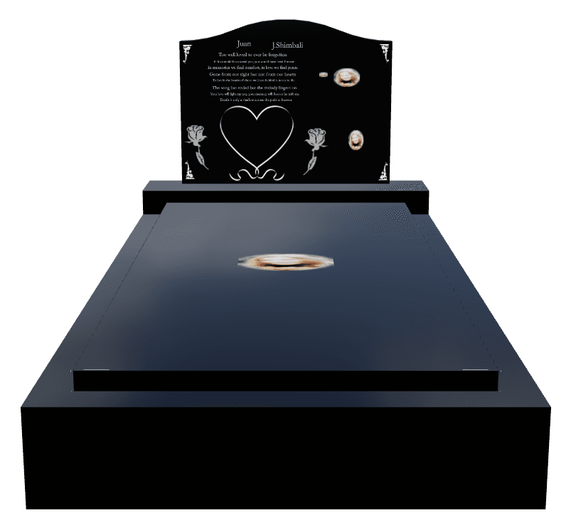 Serpentine Laser-Etched Black Granite Monument – Song Monument preview