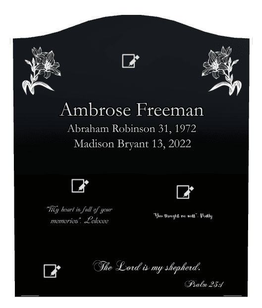 Serpentine Laser-Etched Black Granite Headstone – The Lord is my Shepherd preview