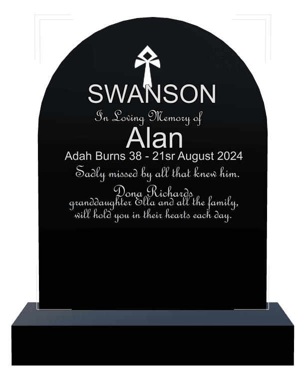 Half Round Laser-Etched Black Granite Headstone – Loving Wife preview