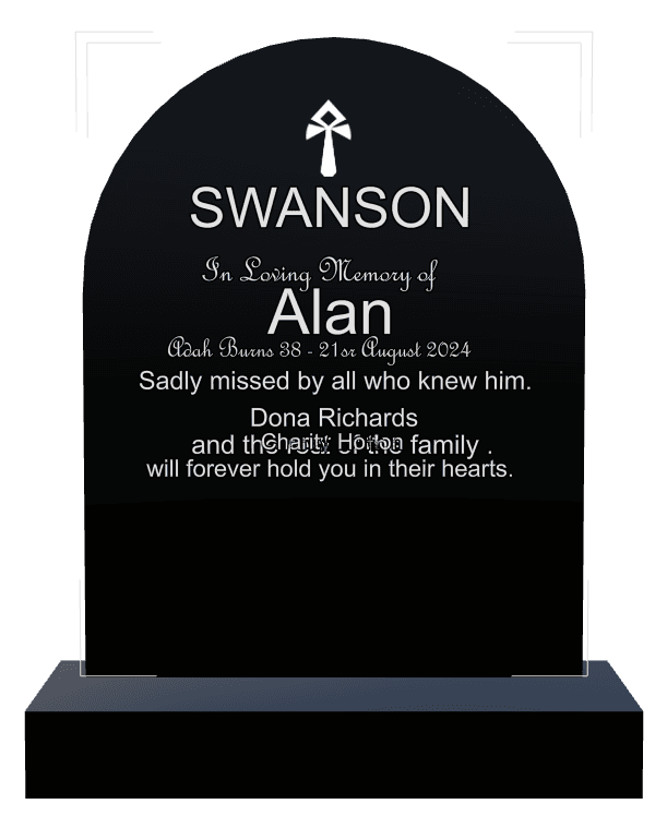 Half Round Laser-Etched Black Granite Headstone – Loving Wife Headstone preview
