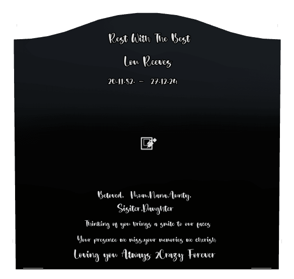 Serpentine Laser-Etched Black Granite Headstone – Mother Headstone preview