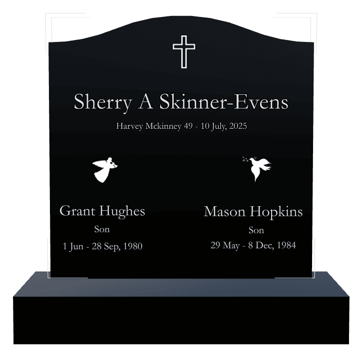 Serpentine Laser-Etched Black Granite Headstone – Daniel preview