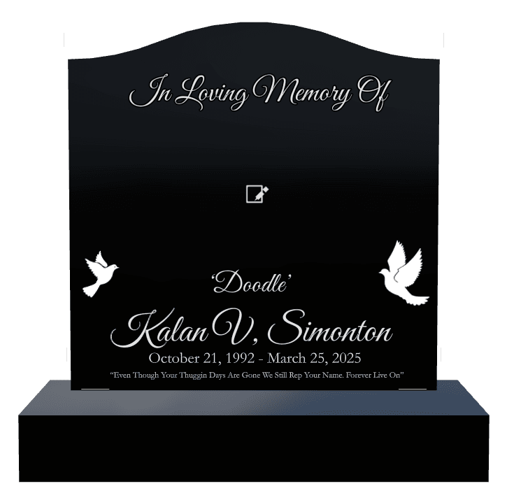 Serpentine Laser-Etched Black Granite Headstone – In Loving Memory preview
