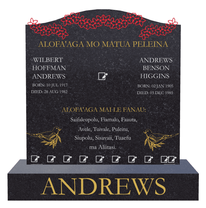Serpentine Traditional Engraved Headstone – Flower Flowers preview