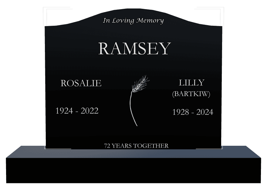 Serpentine Laser-Etched Black Granite Headstone – In Loving Memory preview