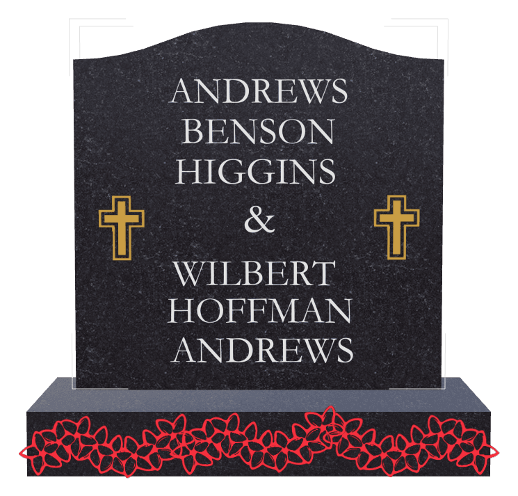 Serpentine Traditional Engraved Headstone – Cross Flower preview