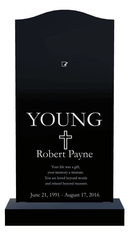 Serpentine Laser-Etched Black Granite Headstone – Your Memory a Treasure preview