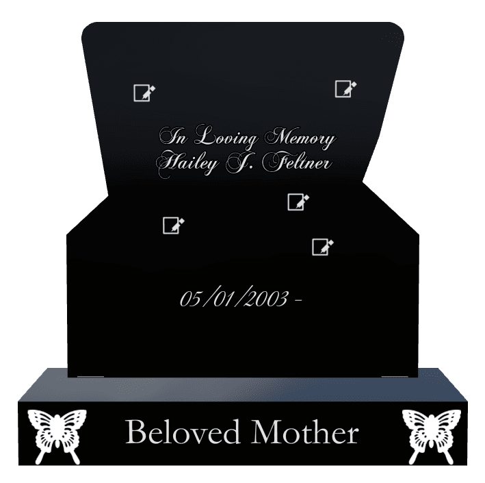 Laser-Etched Black Granite Headstone – In Loving Memory Headstone preview