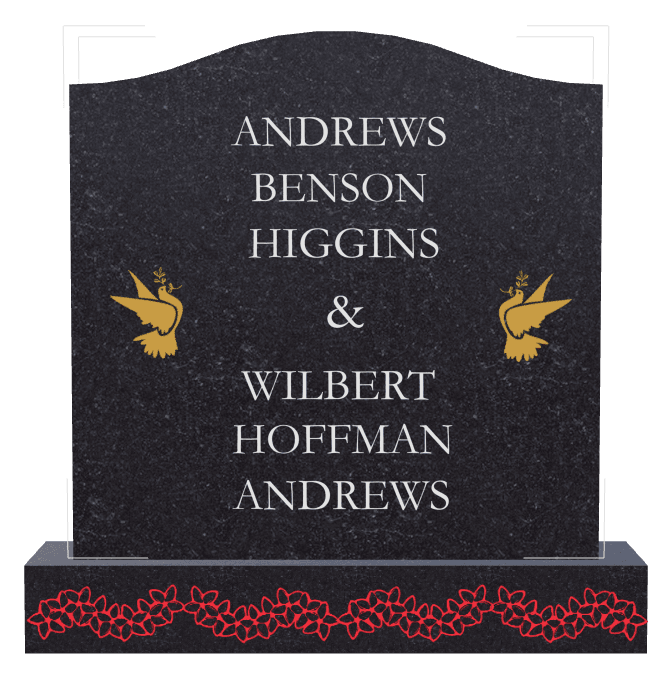 Serpentine Traditional Engraved Headstone – Dove Flower preview