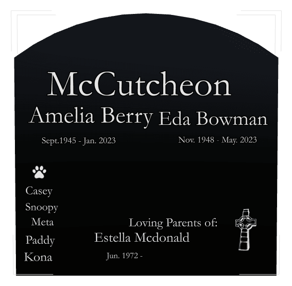Curved Top Laser-Etched Black Granite Headstone – Peter Headstone preview