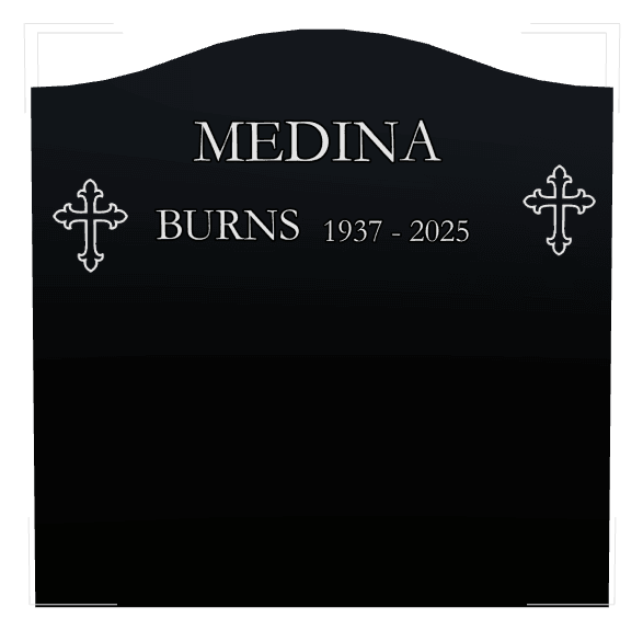 Serpentine Laser-Etched Black Granite Headstone – Cross preview