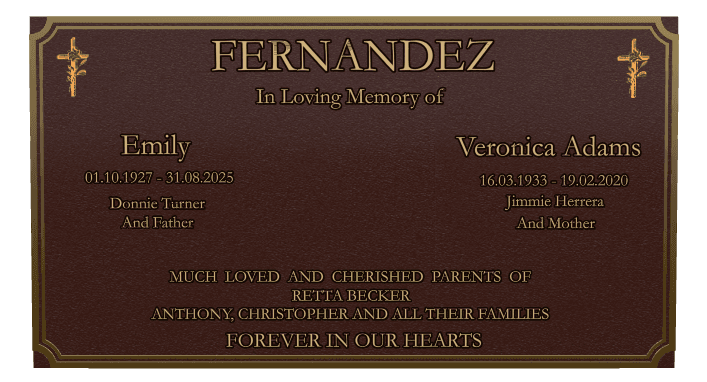 Rectangle (landscape) Bronze Plaque – Wife Memorial preview