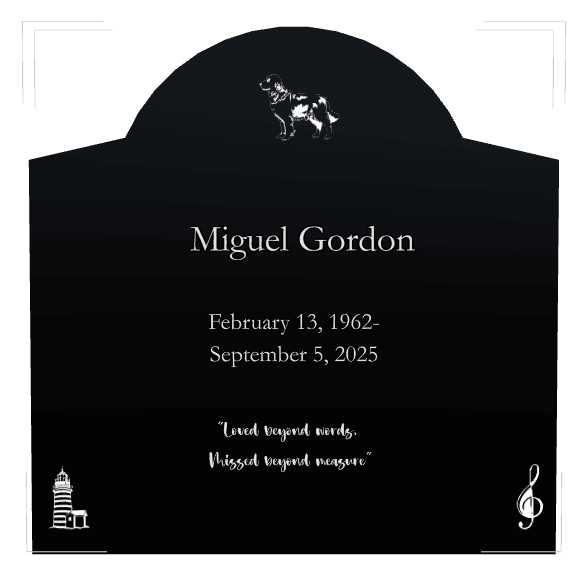 Curved Gable Laser-Etched Black Granite Headstone – Loved Beyond Words preview