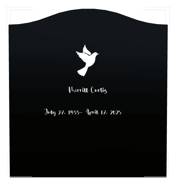 Serpentine Laser-Etched Black Granite Headstone – Dove preview