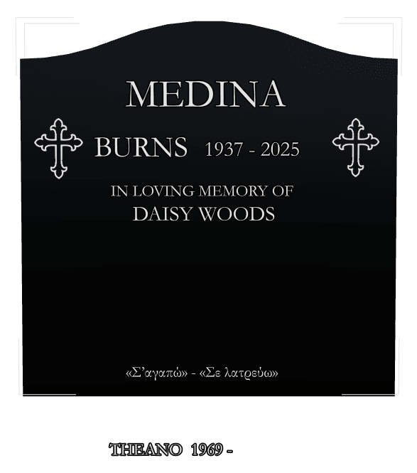 Serpentine Laser-Etched Black Granite Headstone – In Loving Memory preview