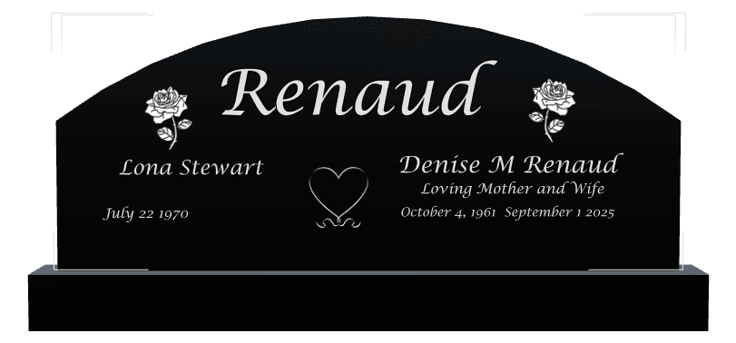 Curved Top Laser-Etched Black Granite Headstone – Loving Mother Headstone preview