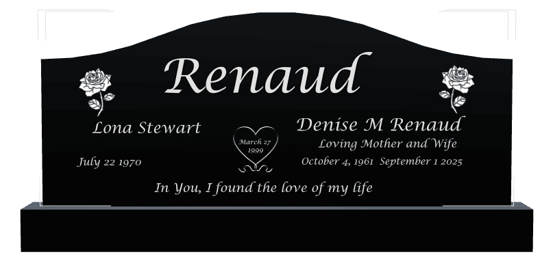 Serpentine Laser-Etched Black Granite Headstone – Loving Mother preview