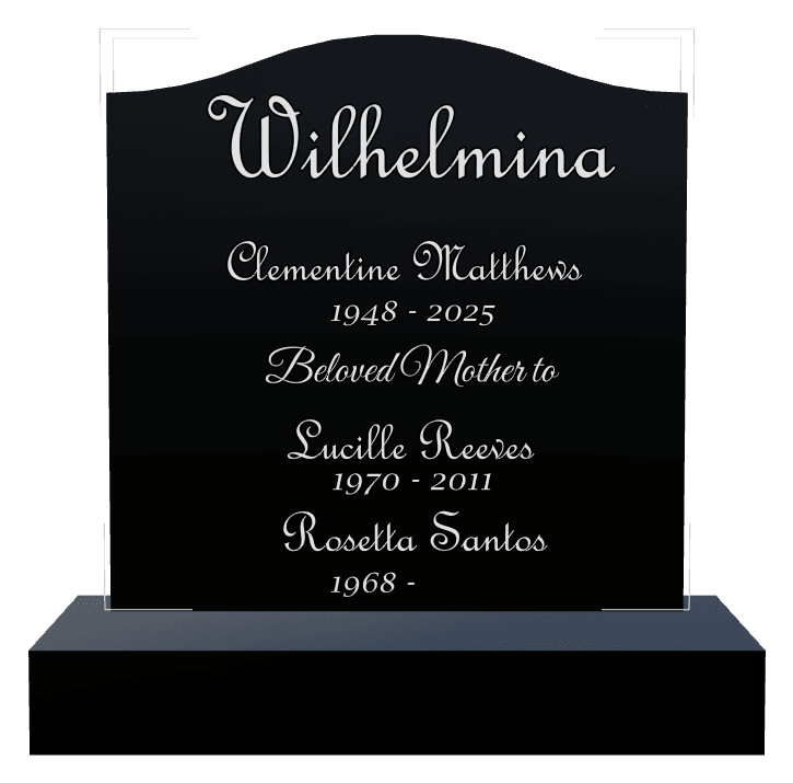 Serpentine Laser-Etched Black Granite Headstone – Mother preview