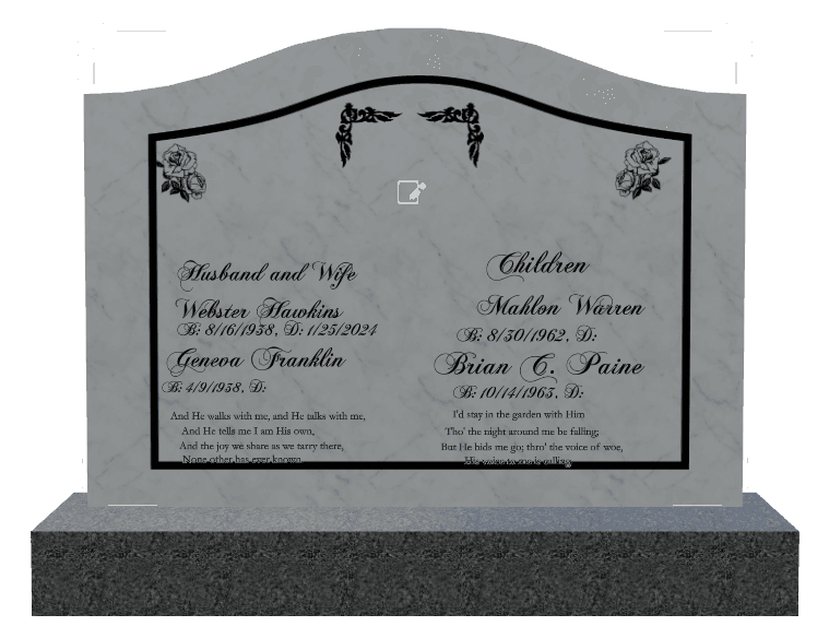 Serpentine Traditional Engraved Headstone – Garden Headstone preview