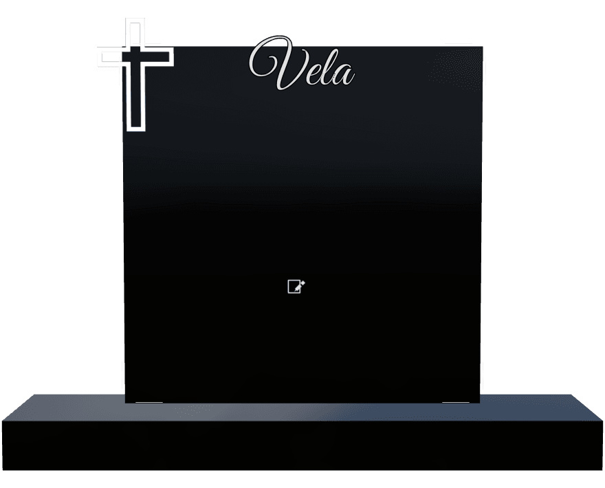 Square Laser-Etched Black Granite Headstone – Cross preview