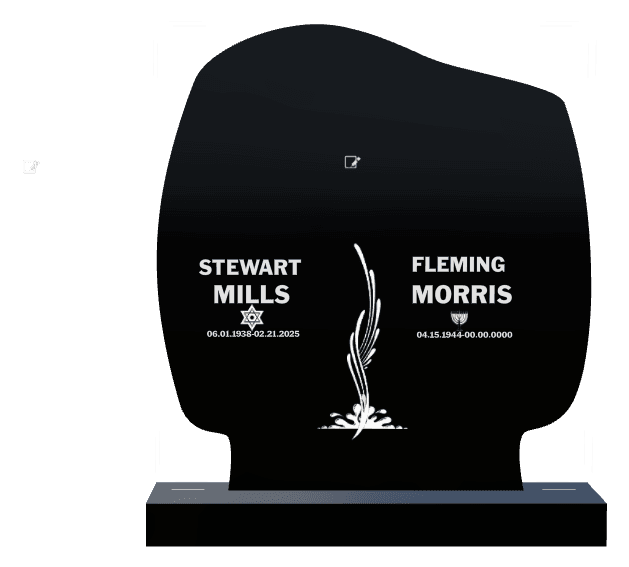 Laser-Etched Black Granite Headstone – Cross preview