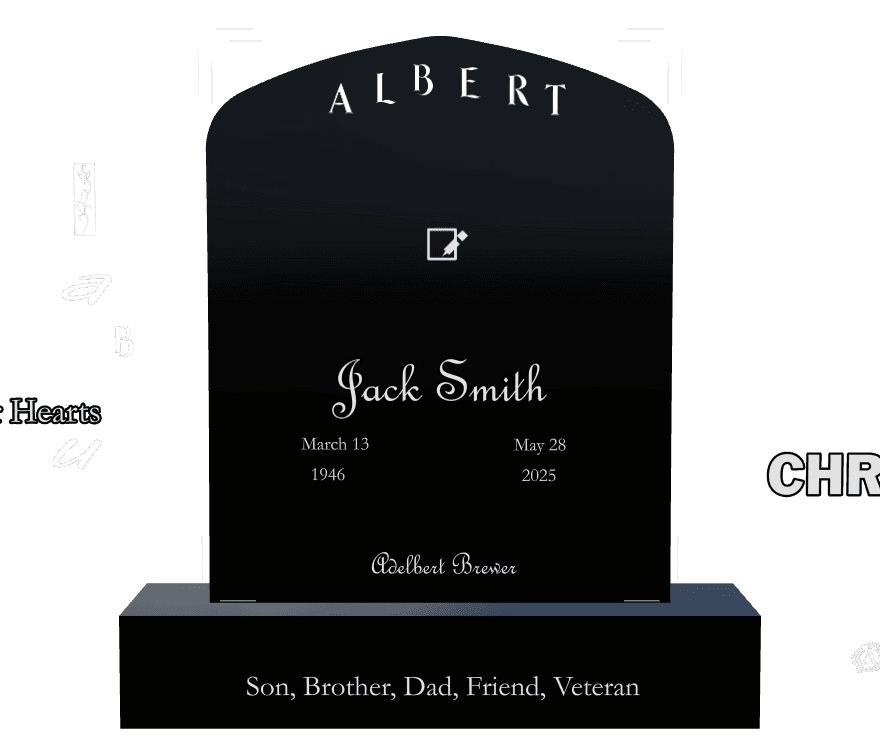 Laser-Etched Black Granite Headstone – Forever in Our Hearts preview