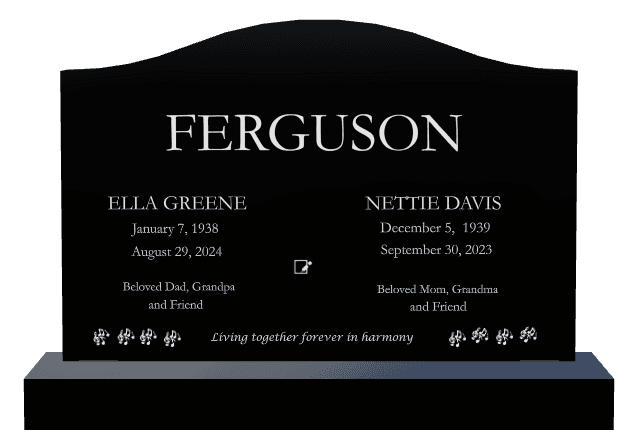 Serpentine Laser-Etched Black Granite Headstone – Together Forever Headstone preview
