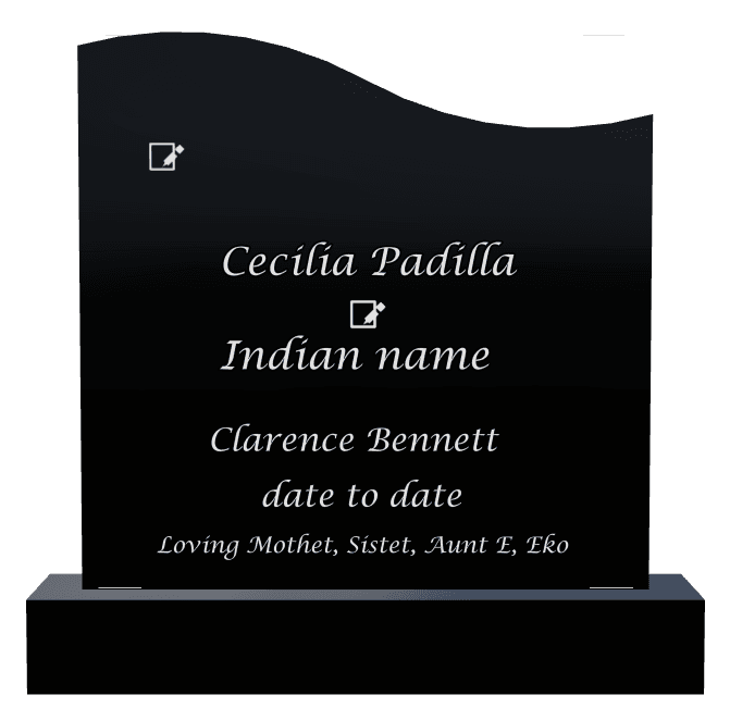 Left Wave Laser-Etched Black Granite Headstone – Military Veteran preview
