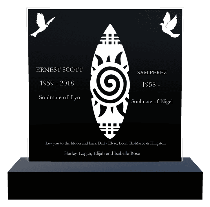 Rectangle Laser-Etched Black Granite Headstone – Soulmate preview