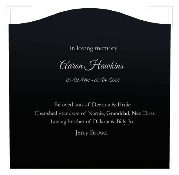 Serpentine Laser-Etched Black Granite Headstone – Beloved Son preview