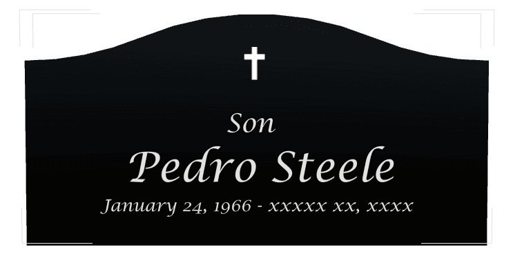 Serpentine Laser-Etched Black Granite Headstone – Cross preview