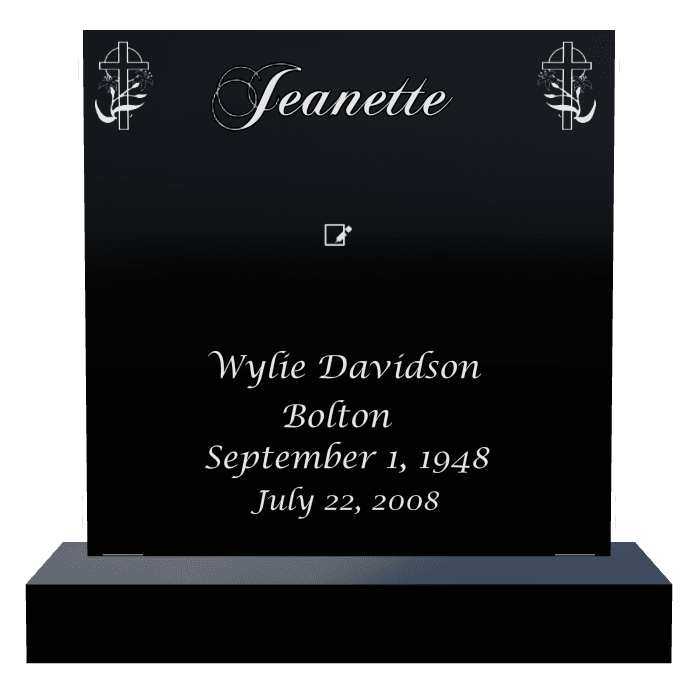Square Laser-Etched Black Granite Headstone – Memorial preview